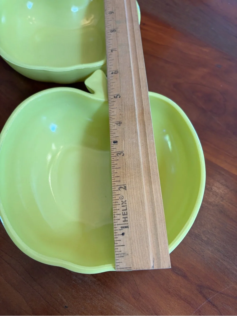 Vintage Hazel-atlas Platonite Milk Glass Chartreuse Apple bowls Orchard Ware 50s